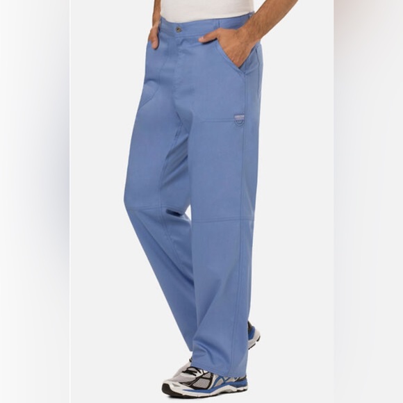 Men's Light Blue Zip Fly Cargo Scrub Pant (Short) - Picture 2 of 4
